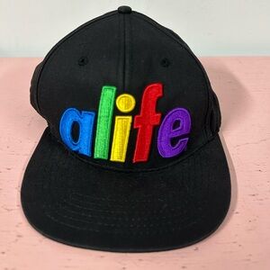Alife NYC Snapback Hat Cap Streetwear Rainbow Multicolor Logo Black Mens